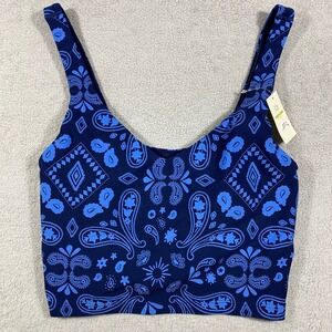 OFFLINE by Aerie Real Me Recharge Sports Bra Womens S Blue Paisley NWT 788395101